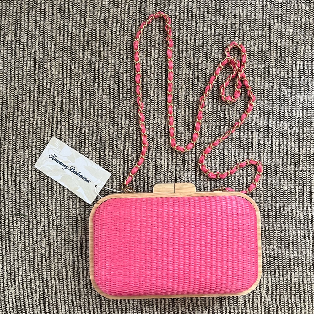 Tommy Bahama Pink Woven Crossbody Clutch